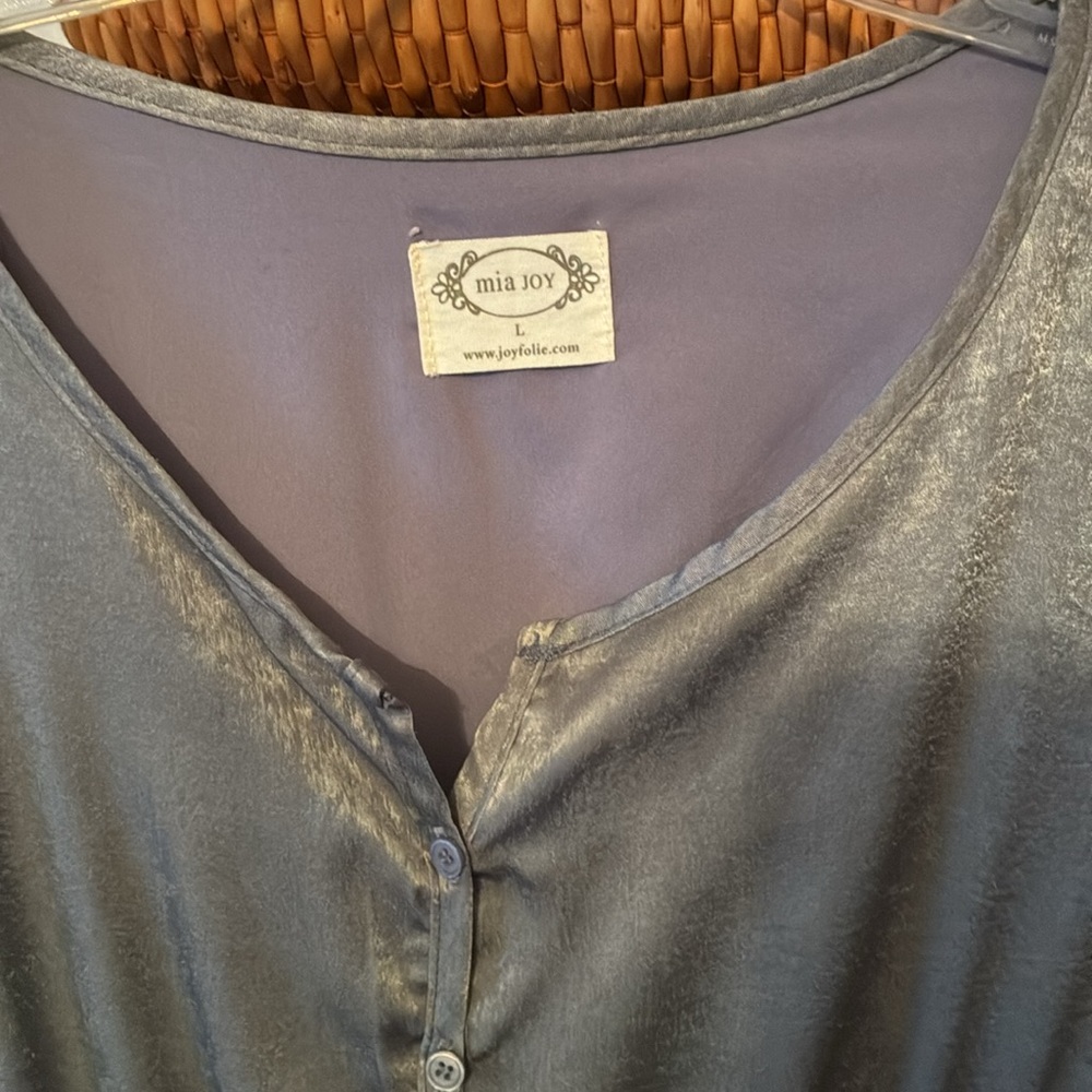 Joyfolie Silver-Gray Tiered Button-Front Maxi Dress - Picture 2 of 2